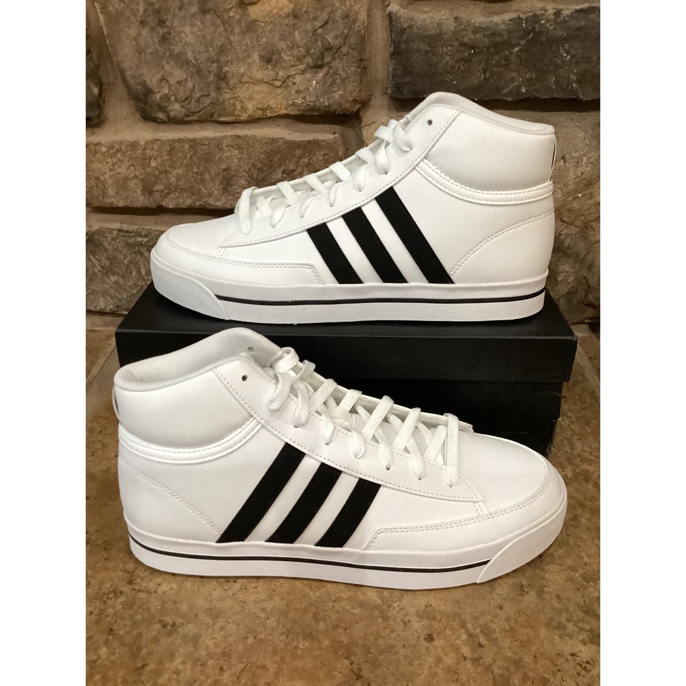 Adidas Retrovulc Mid Mens Skateboarding Shoes White Black GW8368 Size 9.5 New